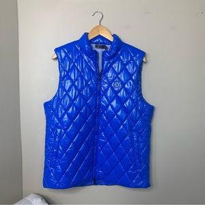 G/Fore Quilted Polished Nylon Wool Lined Puffer Vest in Blue NWT Mens Size Large